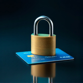 Brass padlock resting on a bank card symbolizing a blocked payment channel