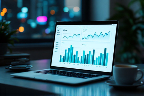 Analytics dashboard with rising charts showing agency account spend scaling