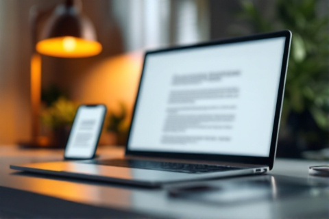 Laptop and smartphone showing a landing page layout with fine print disclosures at the bottom