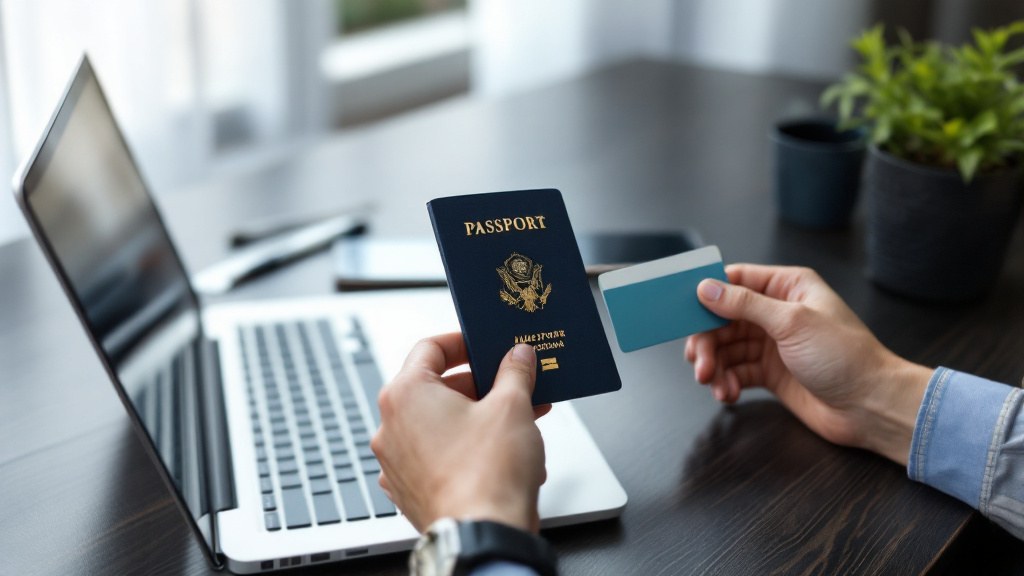 Advertiser holding a passport and ID card up to a laptop webcam to complete Google Ads identity verification