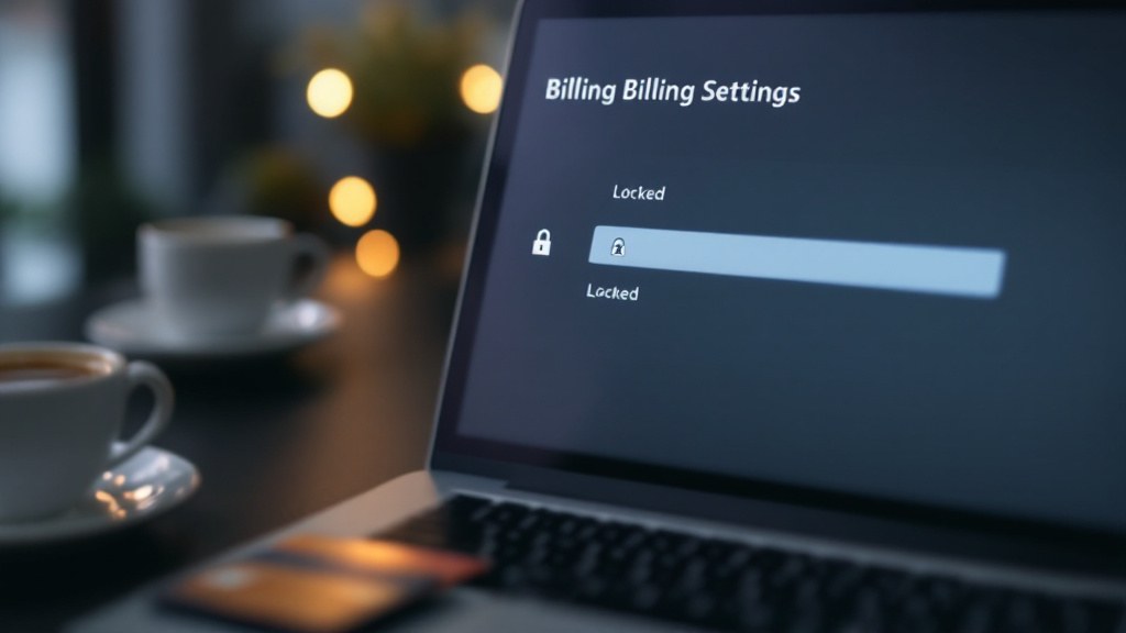 Google Ads billing settings panel showing a locked currency dropdown field with a padlock icon