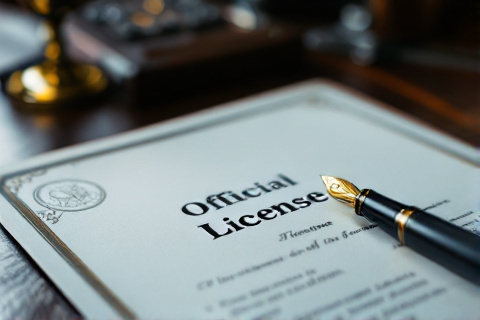 Official gambling license document with embossed seal on a desk, representing the licensing evidence Google requires for certification