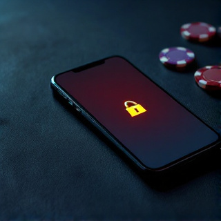 Smartphone showing a red blocked-payment warning screen beside casino chips, illustrating billing rejections in the gambling vertical
