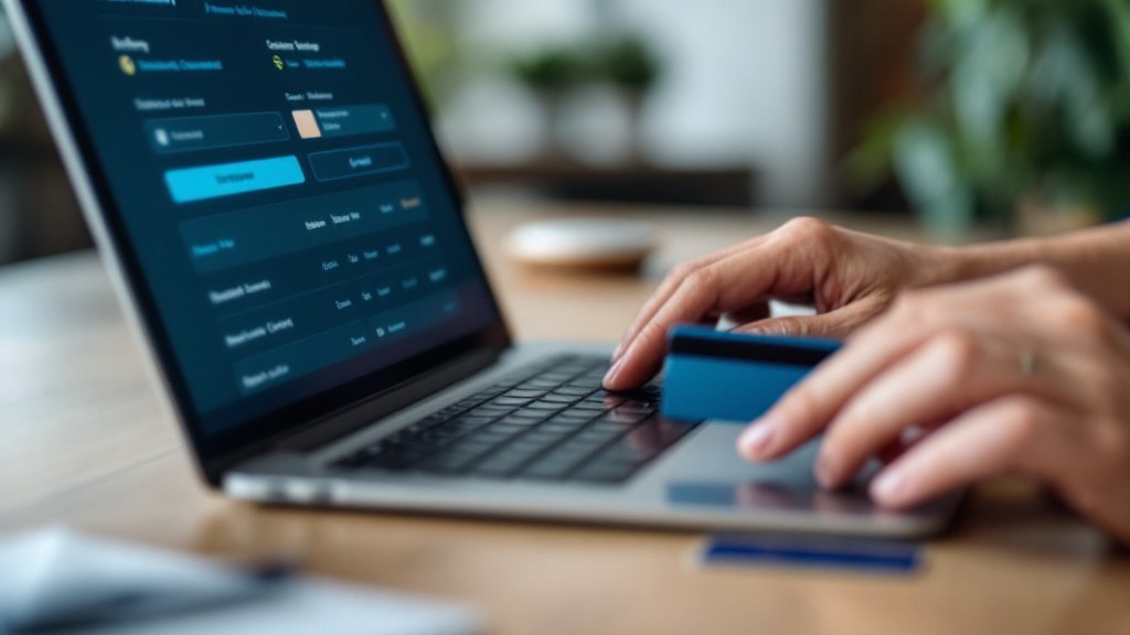 Advertiser entering Google Ads billing and payment card details on a laptop in Kazakhstan