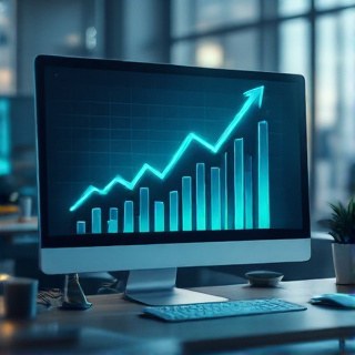 Upward growth chart representing a stable Google Ads agency account for Kazakhstan advertisers