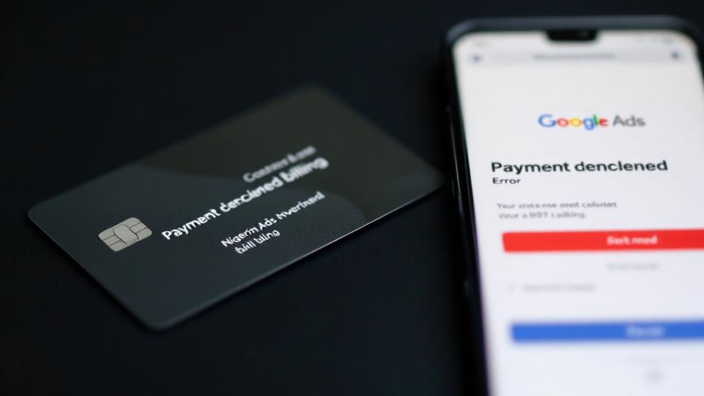 Payment declined notification on phone with bank card