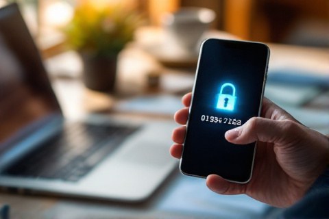 A smartphone showing a one-time security authentication code prompt during an online payment