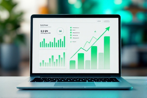 Laptop dashboard showing rising Google Ads spend charts managed through an agency account