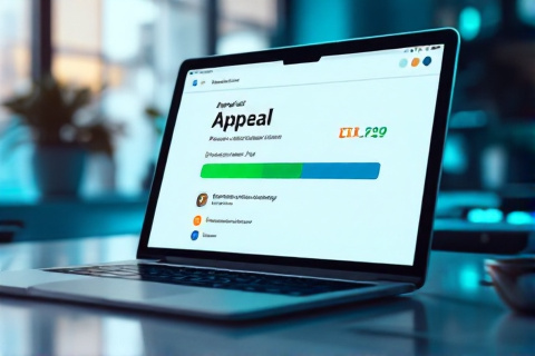 Digital dashboard showing a Google Ads appeal submission form with progress indicator