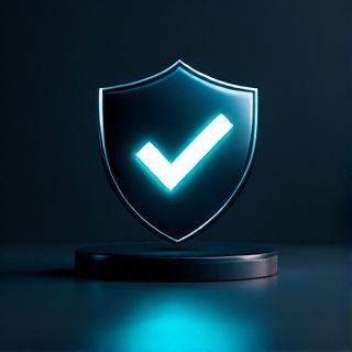 Glowing teal shield emblem representing account protection and security