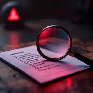 Red warning shield and magnifying glass representing vetting a Google Ads agency account provider