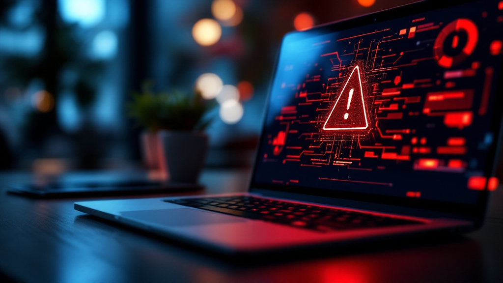 Laptop screen showing a red Google Ads account suspension warning banner