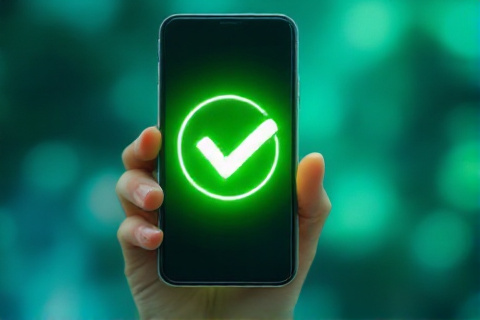 Smartphone showing a green approval checkmark after a Google Ads appeal