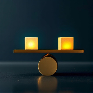 A brass balance scale weighing two options, symbolizing the choice between two agency account providers